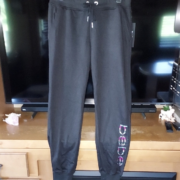 bebe Pants - Bebe Black Joggers with Colorful Logo